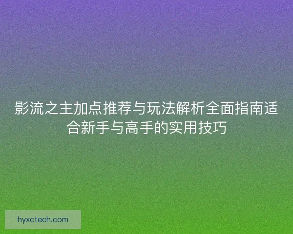 影流之主加点推荐与玩法解析全面指南适合新手与高手的实用技巧